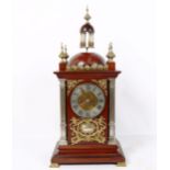 A reproduction mahogany architectural 8-day mantel clock, height 50cm