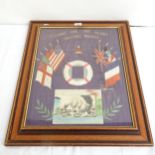 Victory For The Allies Singapore Present embroidered panel, framed, overall 63cm x 53cm