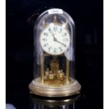 3 x 400-day clocks under glass domes, largest height 29cm (3)