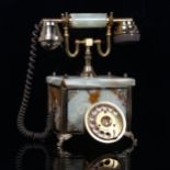 A Vintage green onyx dial telephone, height 30cm