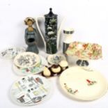 Carlton Ware mushroom cruet set, Hornsea vase, stylised teapot, Midwinter plate etc