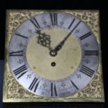 John Horsnaile of Warfield brass longcase clock dial and movement, backplate no. 16430, width 25cm