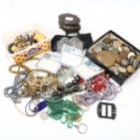 Costume jewellery, trinket box, and coins