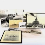 A large quantity of Vintage warship and submarine photographs and reprints, including 1954 Queen