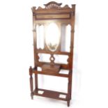 An Edwardian mahogany mirror-back hall stand, W90cm, H215cm