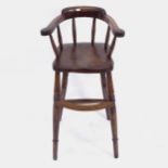 An Antique elm-seated bow-back chair stool