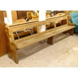 An Antique hardwood church pew, L285cm (WITH THE OPTION TO PURCHASE THE FOLLOWING LOT)