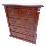 A small Edwardian stained pine 5-drawer chest, W63cm, H70cm, D28cm