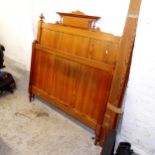 A French pitch pine panelled 4' bed, complete with rails, but no slats