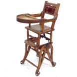 A Victorian stained beech adjustable high chair