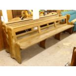 An Antique hardwood church pew, L295cm (WITH THE OPTION TO PURCHASE THE FOLLOWING LOT)