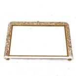 An Antique painted gesso over mantel mirror, W89cm, H60cm