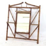 A Victorian bamboo over mantel mirror, overall measurements W81cm, H100cm