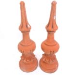 A pair of terracotta finials, H73cm