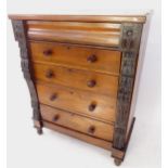 A Victorian mahogany Scottish chest, with single frieze drawer, and 4 long drawers under, with