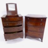 A pair of Edwardian mahogany bow-front dressing chests, with central rising panel, and 3 drawers