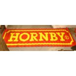 A large double-sided vinyl Hornby advertising sign, W290cm, H99cm