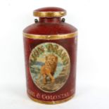 A large painted composition Lion Brand British & Colonial Tea Co advertising half canister, height