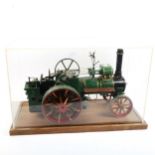 A large scale model traction engine, in acrylic case, model length 45cm
