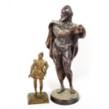 A reproduction patinated bronze figural sculpture, Shakespeare, unsigned, height 32cm, and a King