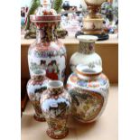 A Chinese porcelain jar and cover, 54cm, a pair of vases and 2 others (1 A/F)