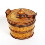 A Scandinavian treen birch butter box, height 8cm, diameter 11cm