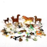 Wade Whimsie porcelain figures, and Venetian glass animals