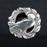 GEORG JENSEN and WENDLE A/S - a sterling silver dove brooch, model no. 123, width 47.3mm