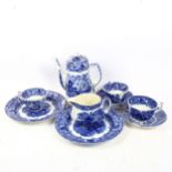 George Jones & Sons Abbey 1790 pattern blue and white transfer teaware