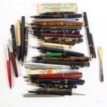 Various pens and pencils, including yellow enamel, silver Sampson Mordan & Co propelling pencil