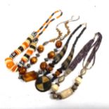 4 Ethnic design bead necklaces