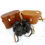 2 pairs of 8x30 binoculars, including Ajax and Dollond, both leather-cased (2)