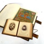 Antique leather-bound illustrated family Bible, and a Victorian leather-bound photograph album