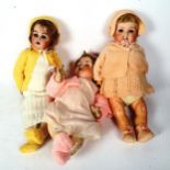 2 Armand Marseille porcelain-headed dolls, no. 990, with composition limbs, height 50cm, and a