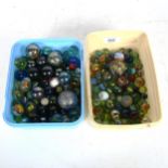 2 boxes of marbles, including some Antique