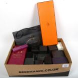 A large quantity of empty jewellery boxes, including makes Asprey, Hermes, George Jensen and