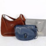MULBERRY - a near-new blue leather flap shoulder bag, and a brown leather shoulder bag (2)