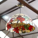 A Tiffany style stained glass leadlight ceiling light shade, diameter 39cm
