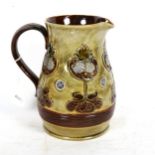 Royal Doulton stoneware jug with tube-lined Art Nouveau decoration, height 18cm