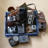 Various cameras, including Agfa, Brownie, Kodak etc (boxful)