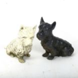 A pair of painted lead black and white advertising Terrier figures, height 20cm