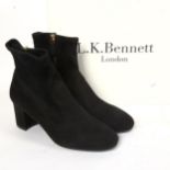 L K BENNETT - a pair of near-new Allie black stretch suede ankle boots, size 38, with dust cover and