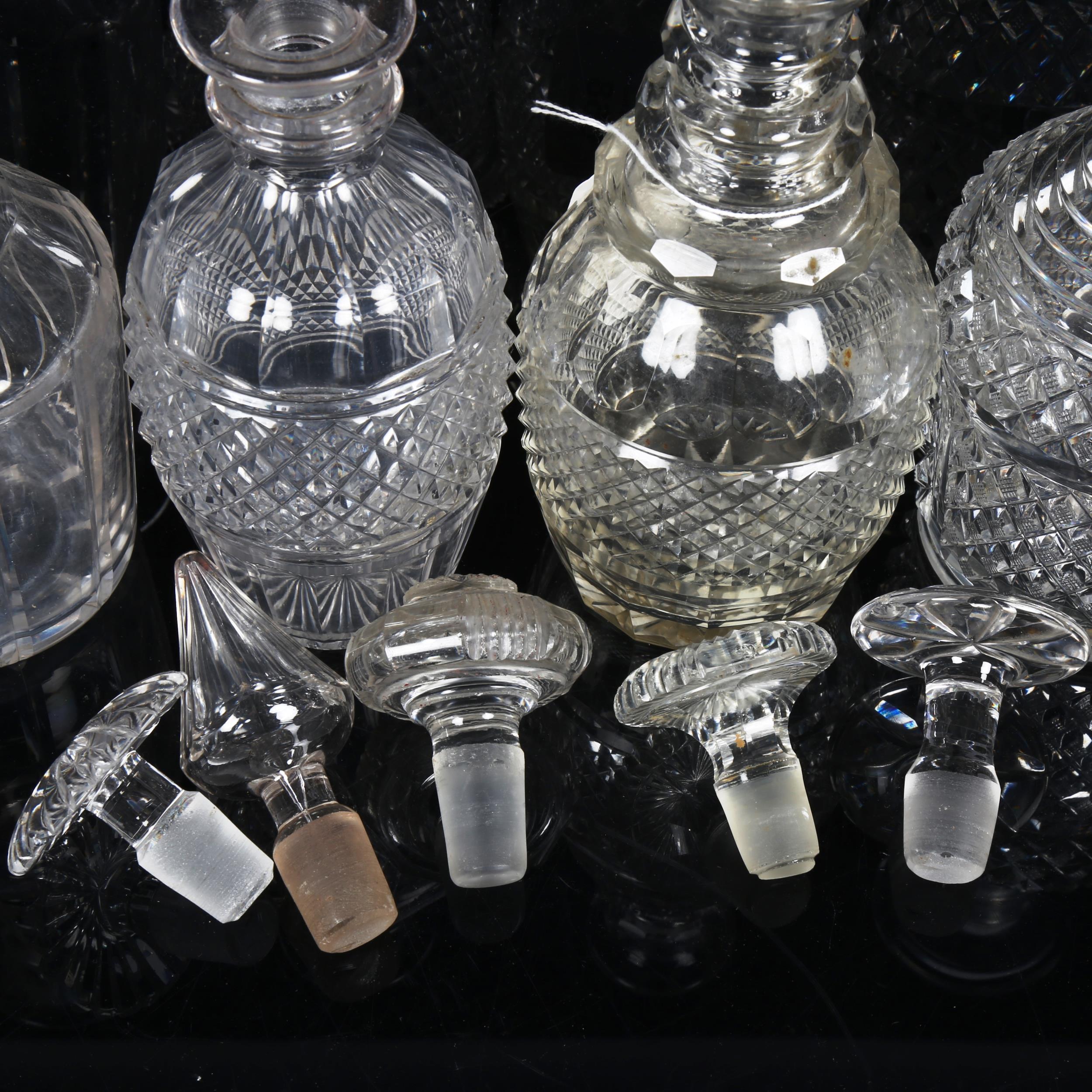 5 Antique cut-glass decanters and stoppers, tallest 28cm - Image 2 of 2