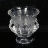 LALIQUE - a moulded glass Dampierre pattern vase, engraved Lalique France, height 12cm (2 chips on