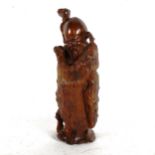 A Chinese carved hardwood Shou Lao figure, height 32cm