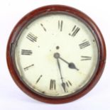 An early 20th century mahogany-cased circular dial 30-hour wall clock, overall diameter 38cm