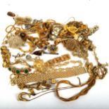 A quantity of gold plated Vintage and other costume jewellery (boxful)