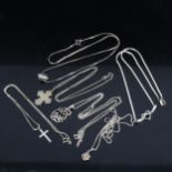 6 various silver pendant necklaces
