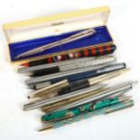 Various pens, including Sheaffer