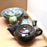 Swedish jug, 13cm, Art pottery figures, painted bowls etc